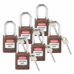 SFTY PADLOCK STEEL 38MM SHA BROWN 6/PAC Güvenlik Asma Kilitleri — Standart
