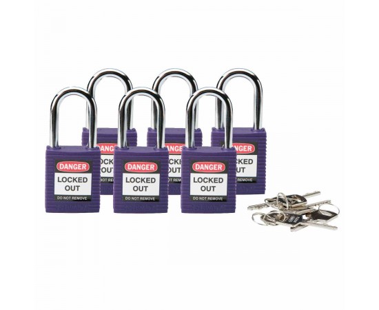 SFTY PADLOCK STEEL 38MM SHA PURPLE 6/PAC Güvenlik Asma Kilitleri — Standart