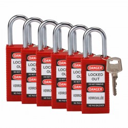 LONG BODY SFTY LOCK, 1.5" KD RED 6/PK Güvenlik Asma Kilitleri — Uzun Gövde