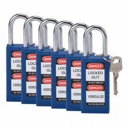 LONG BODY SFTY LOCK, 1.5" KD BLUE 6/PK Güvenlik Asma Kilitleri — Uzun Gövde