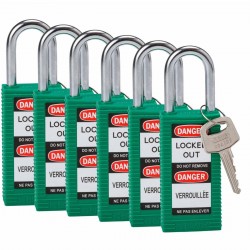 LONG BODY SFTY LOCK, 1.5" KD GREEN 6/PK Güvenlik Asma Kilitleri — Uzun Gövde