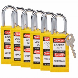 LONG BODY SFTY LOCK, 1.5" KD YELLOW 6/PK Güvenlik Asma Kilitleri — Uzun Gövde