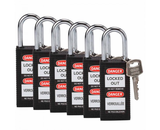 LONG BODY SFTY LOCK, 1.5" KD BLACK 6/PK Güvenlik Asma Kilitleri — Uzun Gövde LONG BODY SFTY LOCK, 1.5" KD BLACK 6/PK Güvenlik Asma Kilitleri — Uzun Gövde