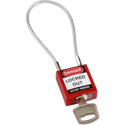 Compact Cable Padlock Red 20cm KD Güvenlik Asma Kilitleri — Kompakt Kablo