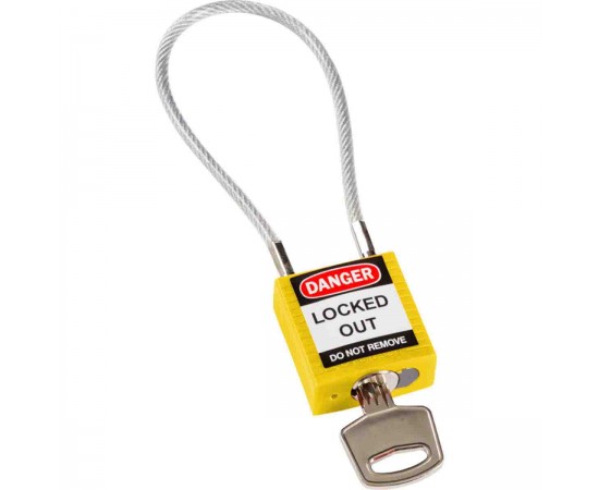 Compact Cable Padlock Yellow 20cm KD Güvenlik Asma Kilitleri — Kompakt Kablo Compact Cable Padlock Yellow 20cm KD Güvenlik Asma Kilitleri — Kompakt Kablo