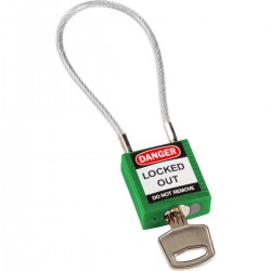 Compact Cable Padlock Green 20cm KD Güvenlik Asma Kilitleri — Kompakt Kablo
