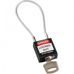 Compact Cable Padlock Black 20cm KD Güvenlik Asma Kilitleri — Kompakt Kablo