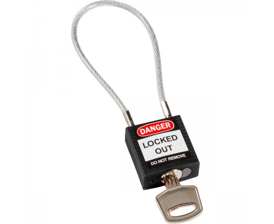 Compact Cable Padlock Black 20cm KD Güvenlik Asma Kilitleri — Kompakt Kablo Compact Cable Padlock Black 20cm KD Güvenlik Asma Kilitleri — Kompakt Kablo