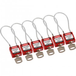 Compact Cable Padlock Red 20cm KD/6PK Güvenlik Asma Kilitleri — Kompakt Kablo