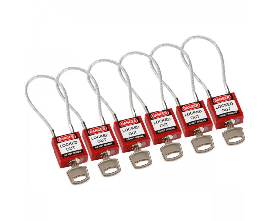 Compact Cable Padlock Red 20cm KD/6PK Güvenlik Asma Kilitleri — Kompakt Kablo Compact Cable Padlock Red 20cm KD/6PK Güvenlik Asma Kilitleri — Kompakt Kablo