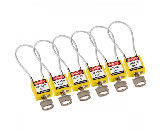 Compact Cable Padlock Yellow 20cm KD/6PK Güvenlik Asma Kilitleri — Kompakt Kablo Compact Cable Padlock Yellow 20cm KD/6PK Güvenlik Asma Kilitleri — Kompakt Kablo