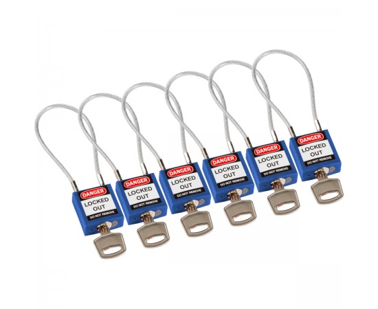 Compact Cable Padlock Blue 20cm KD/6PK Güvenlik Asma Kilitleri — Kompakt Kablo