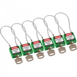 Compact Cable Padlock Green 20cm KD/6PK Güvenlik Asma Kilitleri — Kompakt Kablo
