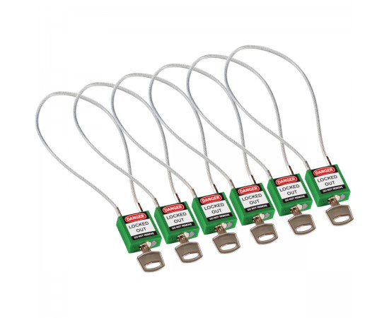 Compact Cable Padlock Green 40cm KD/6PK Güvenlik Asma Kilitleri — Kompakt Kablo Compact Cable Padlock Green 40cm KD/6PK Güvenlik Asma Kilitleri — Kompakt Kablo