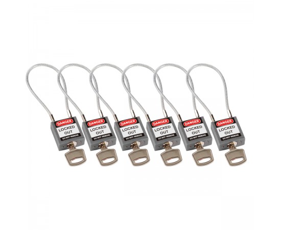 Compact Cable Padlock Grey 20cm KD/6PK Güvenlik Asma Kilitleri — Kompakt Kablo Compact Cable Padlock Grey 20cm KD/6PK Güvenlik Asma Kilitleri — Kompakt Kablo