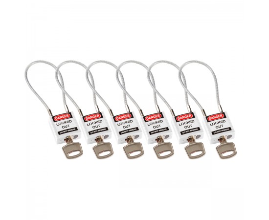 Compact Cable Padlock White 20cm KD/6PK Güvenlik Asma Kilitleri — Kompakt Kablo Compact Cable Padlock White 20cm KD/6PK Güvenlik Asma Kilitleri — Kompakt Kablo