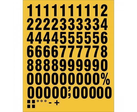 MAGNETIC NUMBERS YELLOW 39/43MM Bir yaprakta Mıknatıslı Sayılar