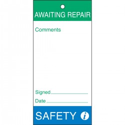Tag-Awaiting repair-Safety-160*75 Bakım ve Kalite Yapışkansız Etiketleri