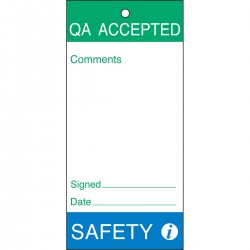 Tag-QA Accepted-Safety-160*75 Bakım ve Kalite Yapışkansız Etiketleri