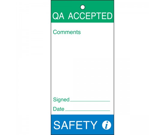 Tag-QA Accepted-Safety-160*75 Bakım ve Kalite Yapışkansız Etiketleri