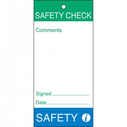 Tag-Safety Check-Safety-160*75 Bakım ve Kalite Yapışkansız Etiketleri