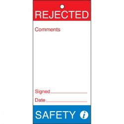 Tag-REJECTED-Safety-160*75 Bakım ve Kalite Yapışkansız Etiketleri