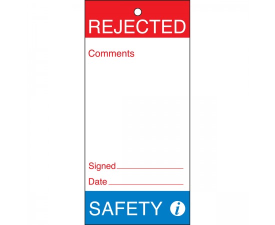 Tag-REJECTED-Safety-160*75 Bakım ve Kalite Yapışkansız Etiketleri Tag-REJECTED-Safety-160*75 Bakım ve Kalite Yapışkansız Etiketleri