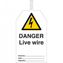 TAG-DANGER LIVE WIRE-145*85 Brady Güvenlik Etiketleri