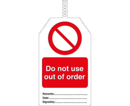 TAG-DO NOT USE OUT OF.. 145X85MM PVC Brady Güvenlik Etiketleri