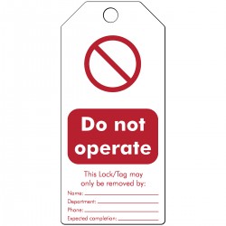 TAG-EN DO NOT OPERATE B-7694-75X160MM/5 Etiketleme: Yapışkansız Yeniden Yazılabilir Uyarı Etiketleri