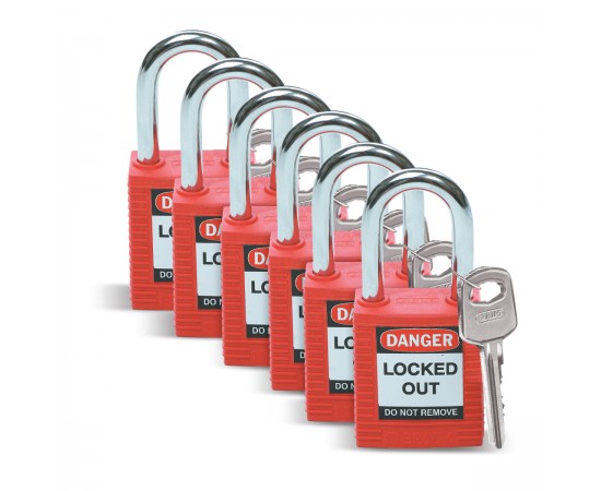 051339 38 mm SAFETY asma kilit kırmızı KD 6 PK Güvenlik Asma Kilitleri — Standart 051339 38 mm SAFETY asma kilit kırmızı KD 6 PK Güvenlik Asma Kilitleri — Standart