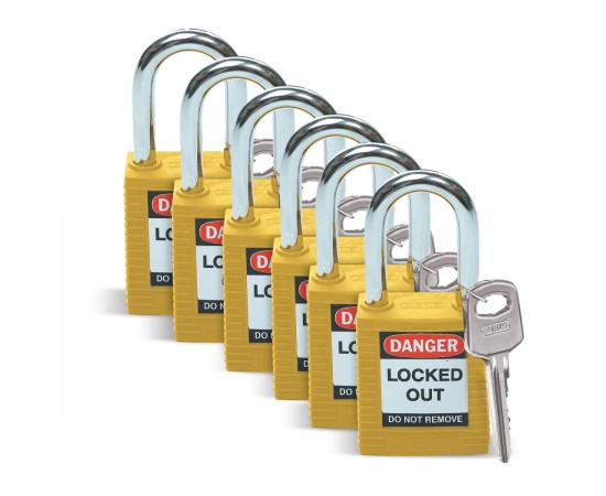 SFTY PADLOCK STEEL 38MM SHA YELLOW 6/PAC Güvenlik Asma Kilitleri — Standart SFTY PADLOCK STEEL 38MM SHA YELLOW 6/PAC Güvenlik Asma Kilitleri — Standart