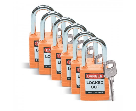 SFTY PADLOCK STEEL 38MM SHA ORANGE 6/PAC Güvenlik Asma Kilitleri — Standart SFTY PADLOCK STEEL 38MM SHA ORANGE 6/PAC Güvenlik Asma Kilitleri — Standart