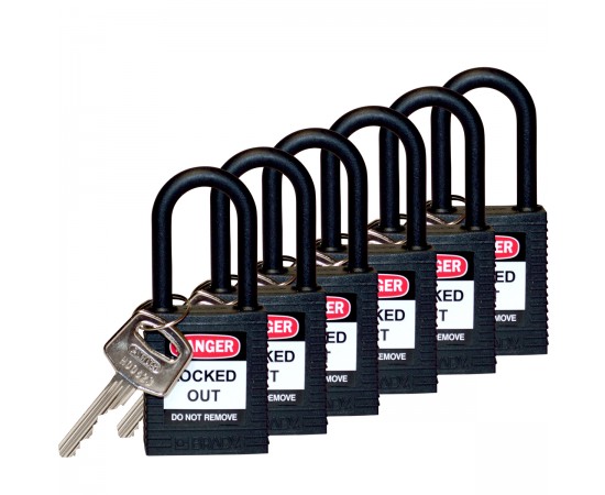 SFTY PADLOCK NYLON 38MM SHA BLACK 6/PAC Güvenlik Asma Kilitleri — Naylon Kanca SFTY PADLOCK NYLON 38MM SHA BLACK 6/PAC Güvenlik Asma Kilitleri — Naylon Kanca
