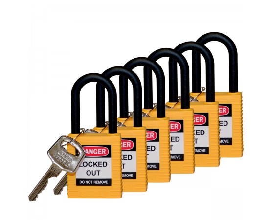 SFTY PADLOCK NYLON 38MM SHA YELLOW 6/PAC Güvenlik Asma Kilitleri — Naylon Kanca SFTY PADLOCK NYLON 38MM SHA YELLOW 6/PAC Güvenlik Asma Kilitleri — Naylon Kanca