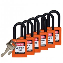 SFTY PADLOCK NYLON 38MM SHA ORANGE 6/PAC Güvenlik Asma Kilitleri — Naylon Kanca