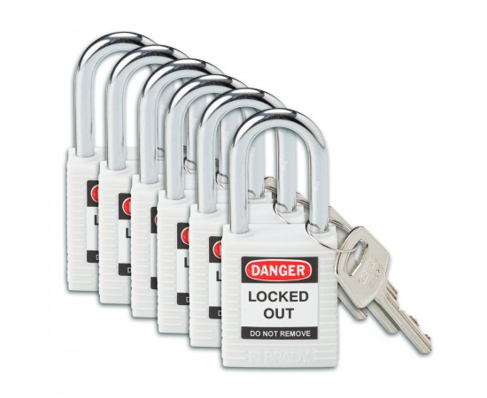 SFTY PADLOCK STEEL 38MM SHA WHITE 6/PAC Güvenlik Asma Kilitleri — Standart SFTY PADLOCK STEEL 38MM SHA WHITE 6/PAC Güvenlik Asma Kilitleri — Standart