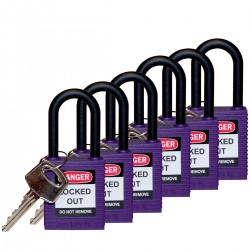 SFTY PADLOCK NYLON 38MM SHA PURPLE 6/PAC Güvenlik Asma Kilitleri — Naylon Kanca