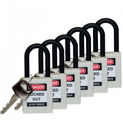 SFTY PADLOCK NYLON 38MM SHA WHITE 6/PAC Güvenlik Asma Kilitleri — Naylon Kanca