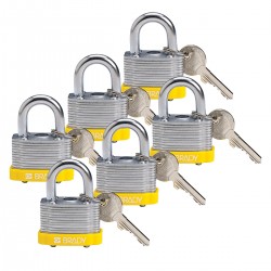 STEEL PADLOCK 20MM SHA KD YELLOW/6 Lamine Çelik Asma Kilitler — Anahtar tutma