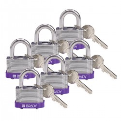 STEEL PADLOCK 20MM SHA KD PURPLE/6 Lamine Çelik Asma Kilitler — Anahtar tutma