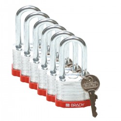 STEEL PADLOCK 38MM SHA KD RED/6 Lamine Çelik Asma Kilitler — Anahtar tutma