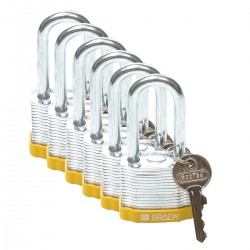 STEEL PADLOCK 38MM SHA KD YELLOW/6 Lamine Çelik Asma Kilitler — Anahtar tutma