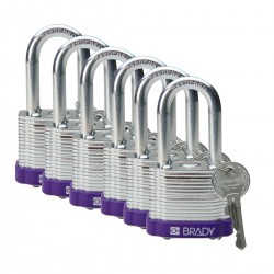 STEEL PADLOCK 38MM SHA KD PURPLE/6 Lamine Çelik Asma Kilitler — Anahtar tutma