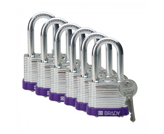 STEEL PADLOCK 38MM SHA KD PURPLE/6 Lamine Çelik Asma Kilitler — Anahtar tutma