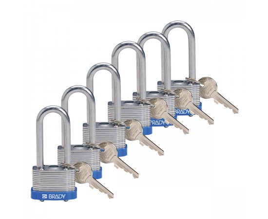 STEEL PADLOCK 51MM SHA KD BLUE/6 Lamine Çelik Asma Kilitler — Anahtar tutma