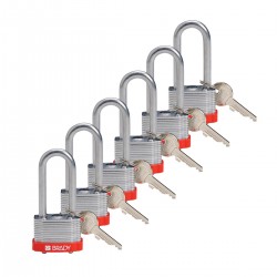 STEEL PADLOCK 51MM SHA KD RED/6 Lamine Çelik Asma Kilitler — Anahtar tutma