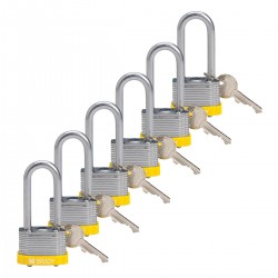 STEEL PADLOCK 51MM SHA KD YELLOW/6 Lamine Çelik Asma Kilitler — Anahtar tutma