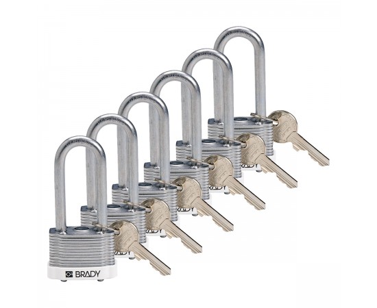 STEEL PADLOCK 51MM SHA KD WHITE/6 Lamine Çelik Asma Kilitler — Anahtar tutma
