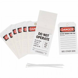 B851 7X4 BLK/RED/WHT 2-SIDE 1-FLAP 10/PK Kendinden laminatlı Fotoğraflı Etiketler